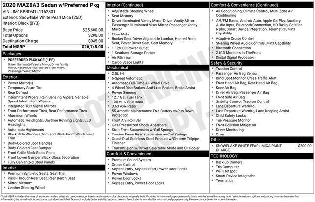2020 Mazda Mazda3 Sedan Preferred Package