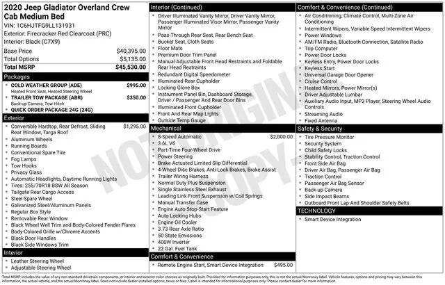 2020 Jeep Gladiator Overland 4X4 2020 Jeep Gladiator Overland 4X4