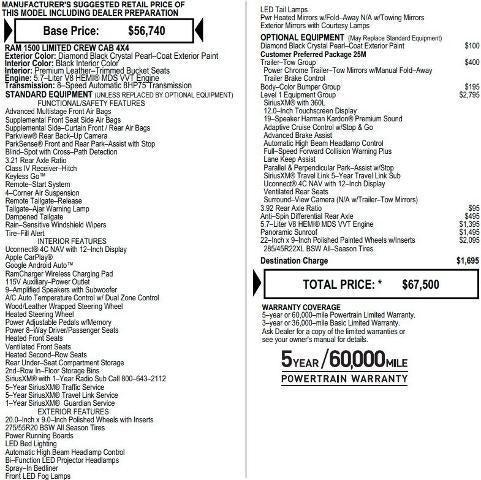 2019 RAM 1500 Limited Crew Cab 4x4 57 Box 2019 RAM 1500 Limited Crew Cab 4x4 57 Box