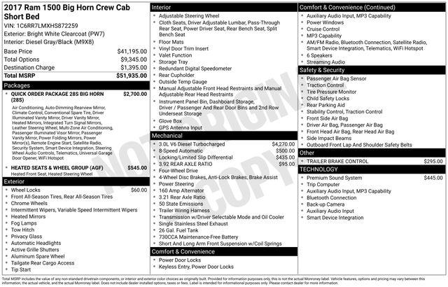 2017 Ram 1500 Big Horn Crew Cab 4x4 57 Box