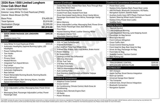 2026 Ram 1500 Limited Longhorn Crew Cab 4x4 5'7" Box