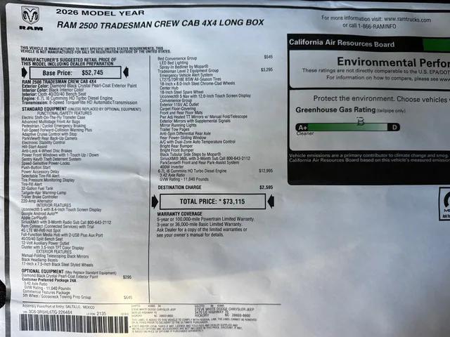 2026 Ram 2500 Tradesman Crew Cab 4x4 8' Box