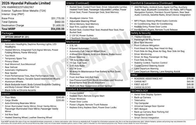 New 2026 Hyundai Palisade Limited For Sale in Olive Branch, MS