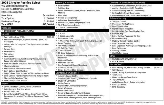 2026 Chrysler Pacifica PACIFICA SELECT 2026 Chrysler Pacifica PACIFICA SELECT