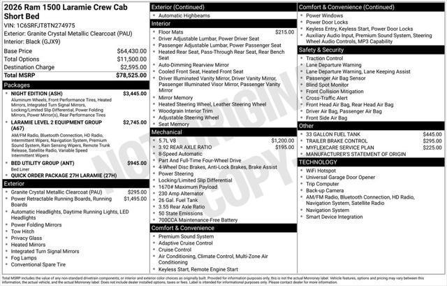 2026 RAM Ram 1500 RAM 1500 LARAMIE CREW CAB 4X4 57 BOX 2026 RAM Ram 1500 RAM 1500 LARAMIE CREW CAB 4X4 57 BOX