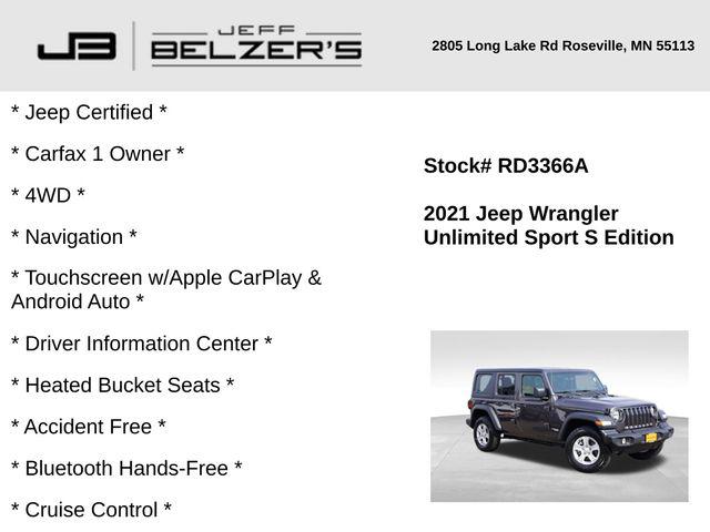 2021 Jeep Wrangler Unlimited Sport S 4x4 2021 Jeep Wrangler Unlimited Sport S 4x4