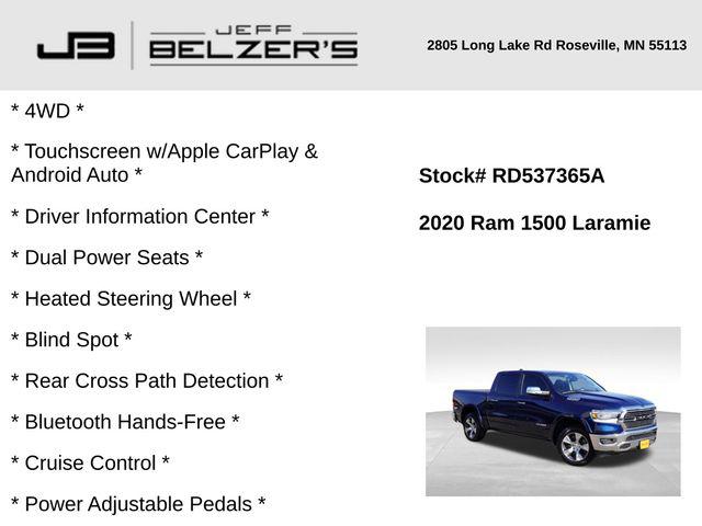 2020 RAM 1500 Laramie Crew Cab 4x4 57 Box 2020 RAM 1500 Laramie Crew Cab 4x4 57 Box