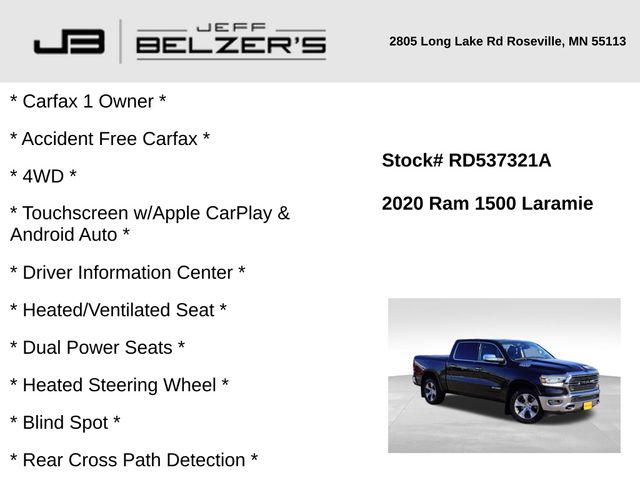 2020 RAM 1500 Laramie Crew Cab 4x4 57 Box 2020 RAM 1500 Laramie Crew Cab 4x4 57 Box