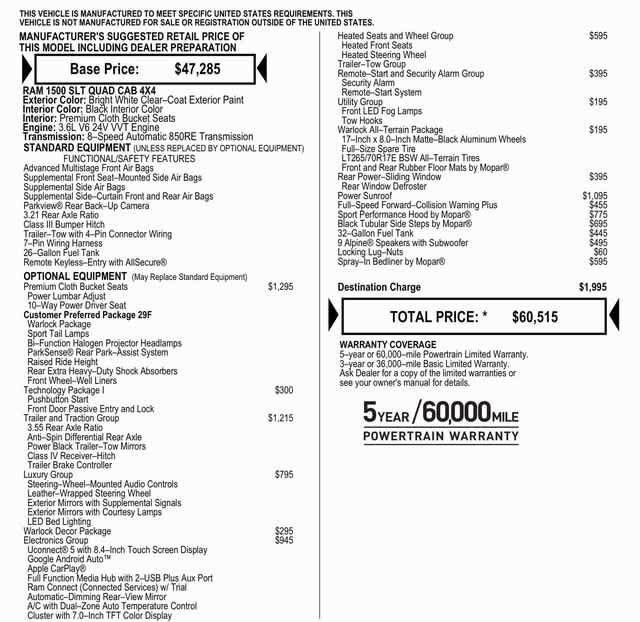 2024 RAM Ram 1500 Classic RAM 1500 CLASSIC WARLOCK QUAD CAB 4X4 64 BOX 2024 RAM Ram 1500 Classic RAM 1500 CLASSIC WARLOCK QUAD CAB 4X4 64 BOX