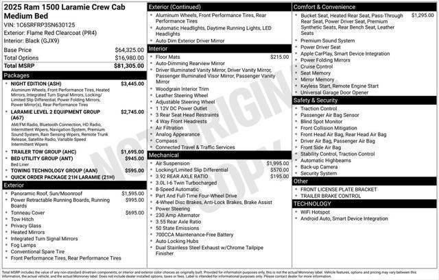 2025 RAM Ram 1500 RAM 1500 LARAMIE CREW CAB 4X4 64 BOX