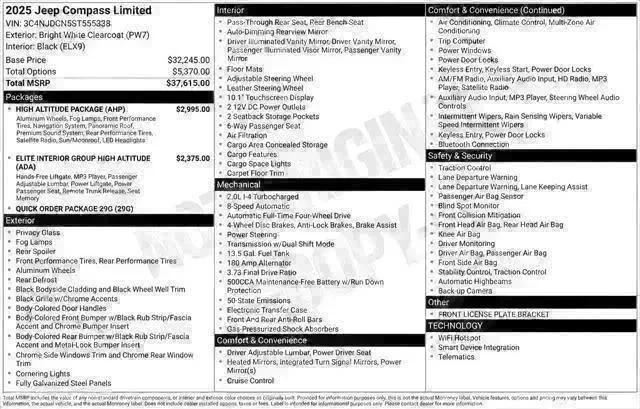 2025 Jeep Compass COMPASS LIMITED 4X4 2025 Jeep Compass COMPASS LIMITED 4X4