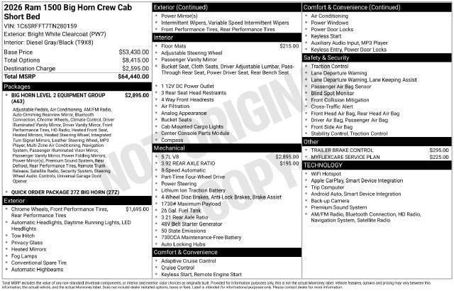 2026 Ram 1500 Big Horn Crew Cab 4x4 57 Box