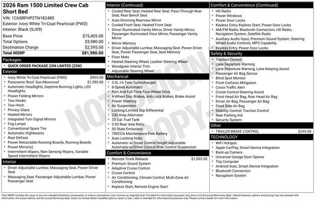 2026 RAM Ram 1500 RAM 1500 LIMITED CREW CAB 4X4 57 BOX 2026 RAM Ram 1500 RAM 1500 LIMITED CREW CAB 4X4 57 BOX