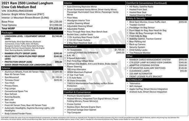 2021 RAM 2500 Limited Longhorn Crew Cab 4x4 64 Box