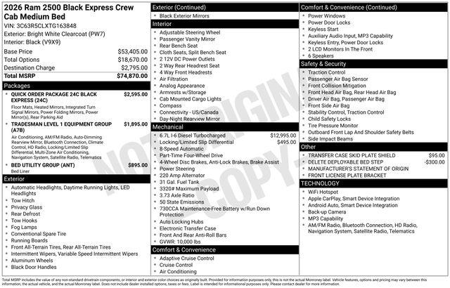 2026 Ram 2500 Black Express Crew Cab 4x4 64 Box