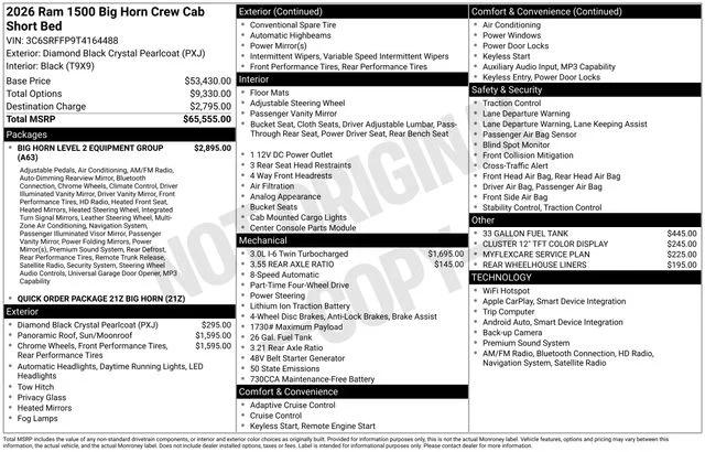 2026 RAM Ram 1500 RAM 1500 BIG HORN CREW CAB 4X4 57 BOX