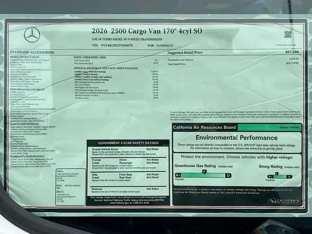 2026 Mercedes-Benz Sprinter 2500 High Roof 4-Cyl Diesel