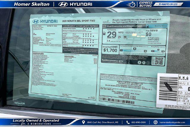 New 2026 Hyundai Sonata SEL Sport For Sale in Olive Branch, MS