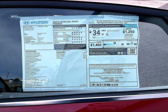 New 2026 Hyundai Elantra SEL Sport Premium For Sale in Olive Branch, MS