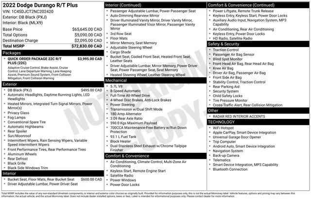 2022 Dodge Durango R/T Plus 2022 Dodge Durango R/T Plus