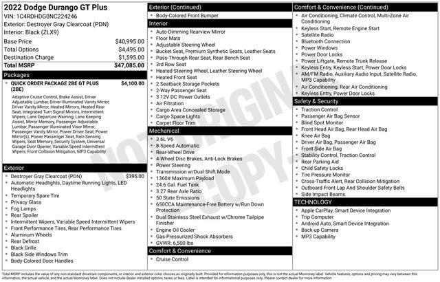 2022 Dodge Durango GT Plus RWD 2022 Dodge Durango GT Plus RWD