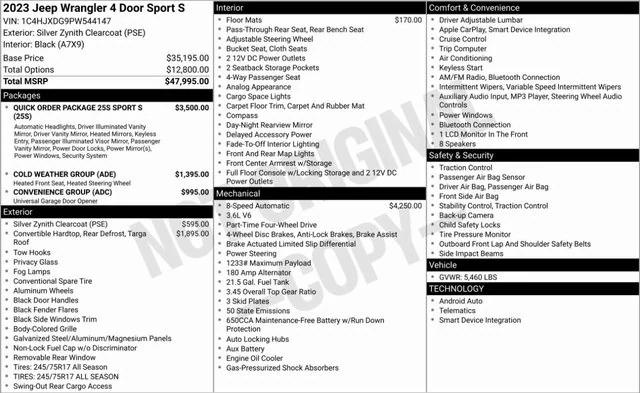 2023 Jeep Wrangler 4-Door Sport S 4x4 2023 Jeep Wrangler 4-Door Sport S 4x4