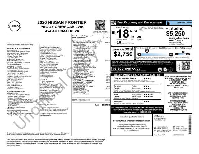 2026 Nissan Frontier Crew Cab Long Bed PRO-4X 4x4