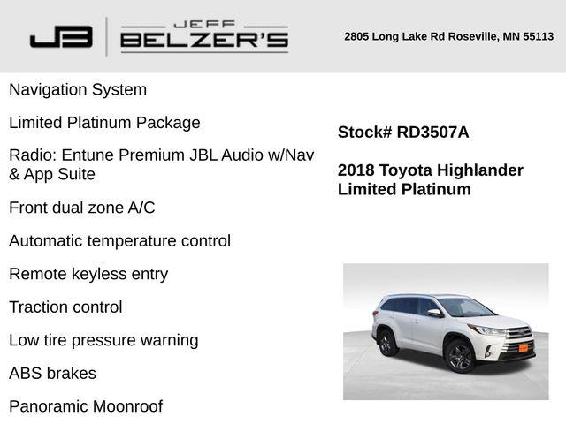 2018 Toyota Highlander Limited Platinum 2018 Toyota Highlander Limited Platinum