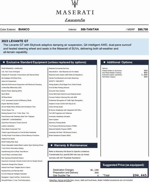 2023 Maserati Levante GT 2023 Maserati Levante GT