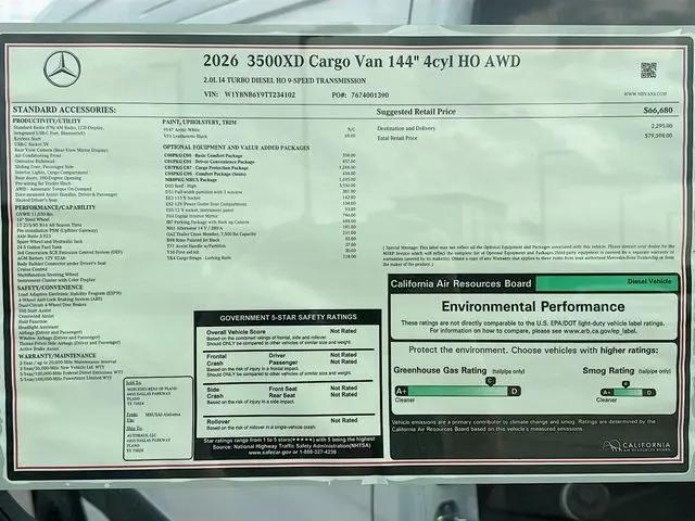 2026 Mercedes-Benz Sprinter 3500XD Standard Roof 4-Cyl Diesel HO