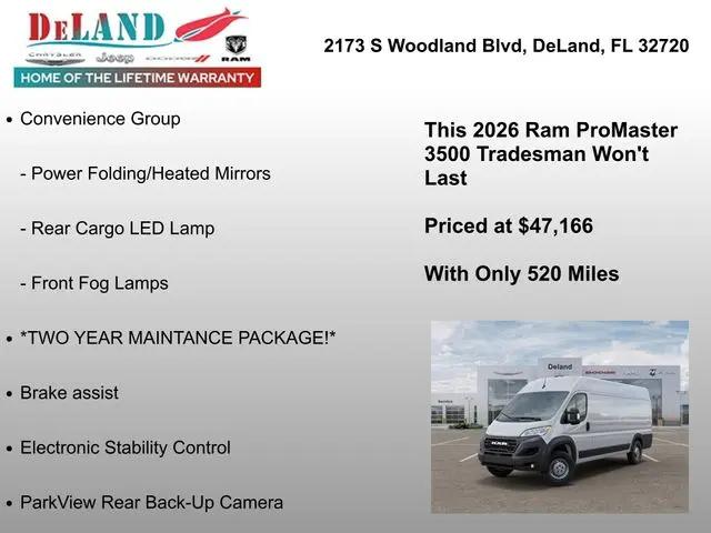 2026 Ram ProMaster Cargo Van Tradesman High Roof 159" WB EXT w/Pass Seat