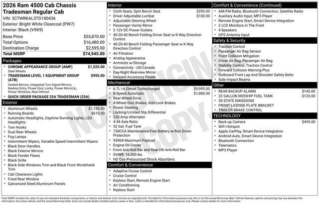 2026 Ram 4500 Chassis Cab Tradesman