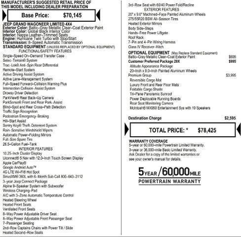 2026 Wagoneer Grand Wagoneer GRAND WAGONEER LIMITED ALTITUDE 4X4