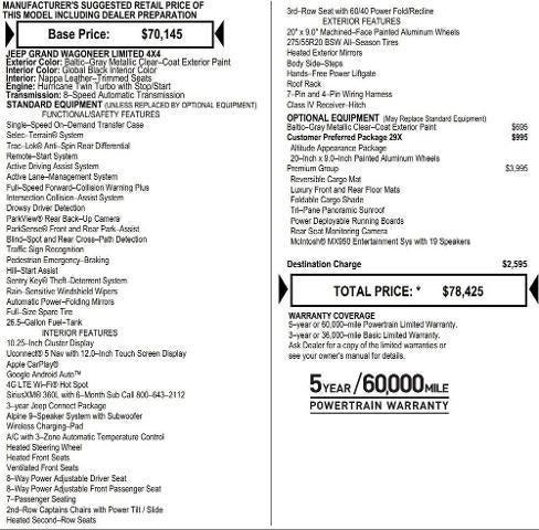 2026 Wagoneer Grand Wagoneer GRAND WAGONEER LIMITED ALTITUDE 4X4