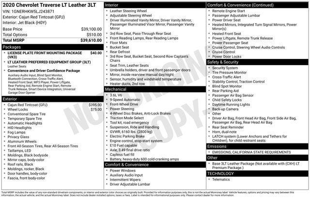 2020 Chevrolet Traverse FWD LT Leather