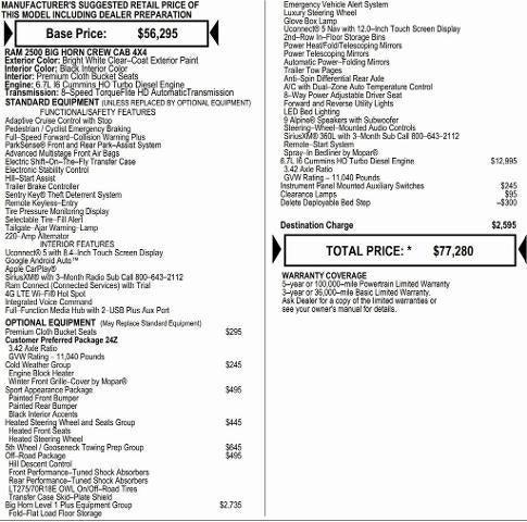 2026 RAM Ram 2500 RAM 2500 BIG HORN CREW CAB 4X4 64 BOX