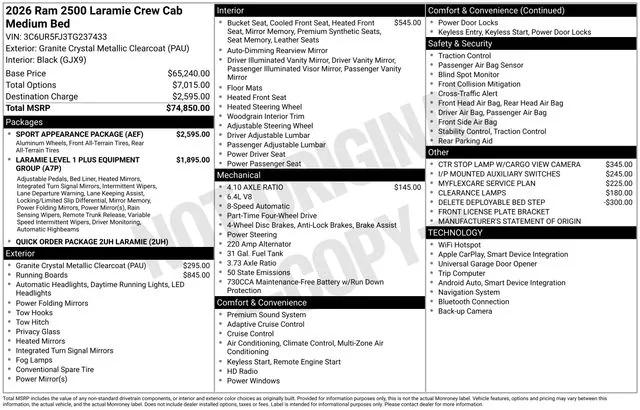 2026 Ram 2500 Laramie Crew Cab 4x4 6'4" Box