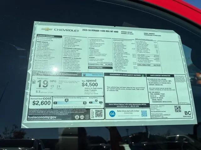 2026 Chevrolet Silverado 1500 4WD Regular Cab Standard Bed WT