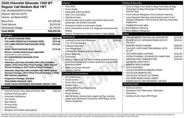 2026 Chevrolet Silverado 1500 4WD Regular Cab Standard Bed WT
