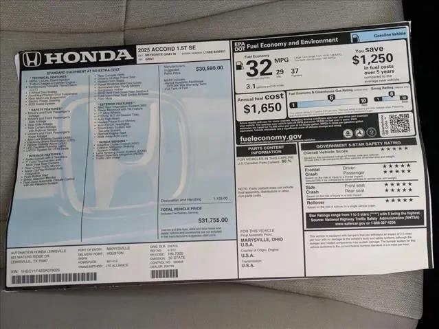 2025 Honda Accord Sedan SE