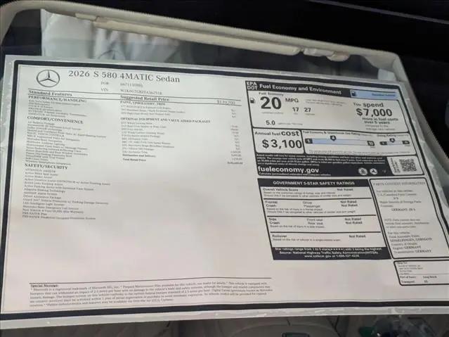 2026 Mercedes-Benz S 580 4MATIC