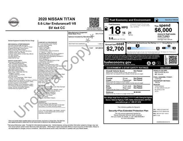2020 Nissan TITAN Crew Cab SV 4x4 2020 Nissan TITAN Crew Cab SV 4x4