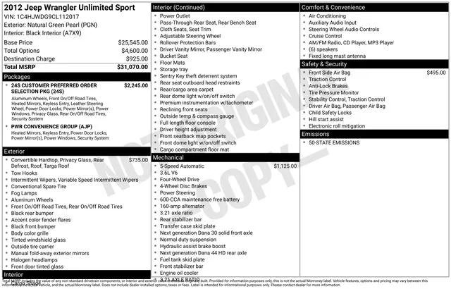 2012 Jeep Wrangler Unlimited Sport 2012 Jeep Wrangler Unlimited Sport