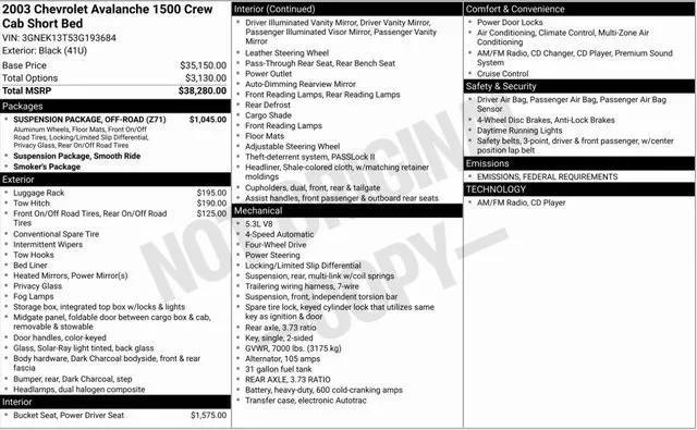 2003 Chevrolet Avalanche 1500 Base