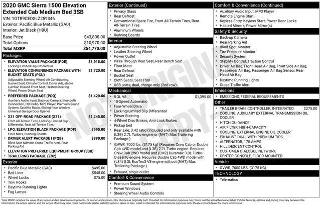 2020 GMC Sierra 1500 4WD Double Cab Standard Box Elevation