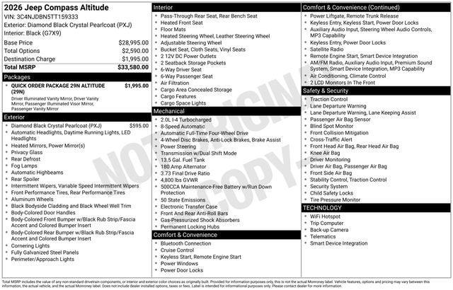 2026 Jeep Compass COMPASS LATITUDE ALTITUDE 4X4 2026 Jeep Compass COMPASS LATITUDE ALTITUDE 4X4