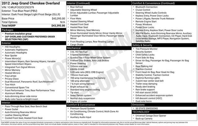 2012 Jeep Grand Cherokee Overland 2012 Jeep Grand Cherokee Overland