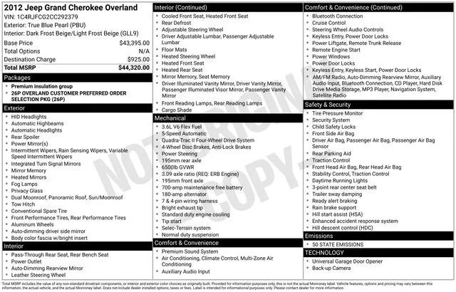 2012 Jeep Grand Cherokee Overland 2012 Jeep Grand Cherokee Overland