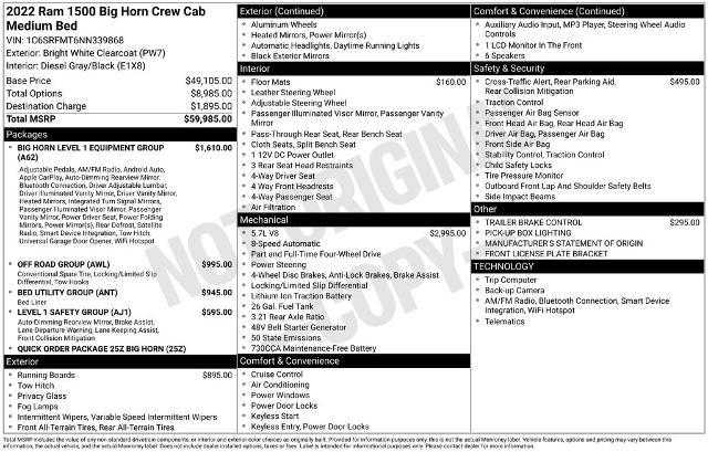 2022 Ram 1500 Big Horn Crew Cab 4x4 64 Box
