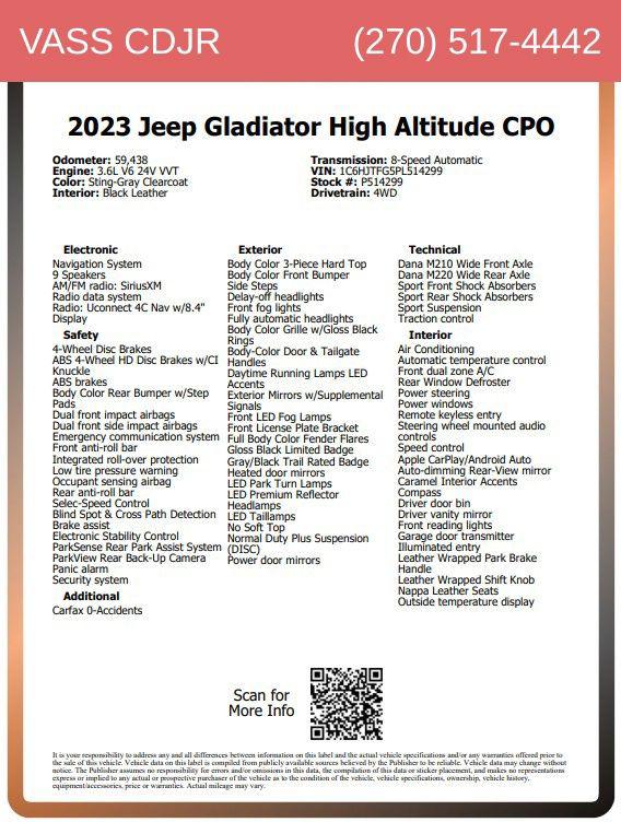 2023 Jeep Gladiator High Altitude 4x4 2023 Jeep Gladiator High Altitude 4x4